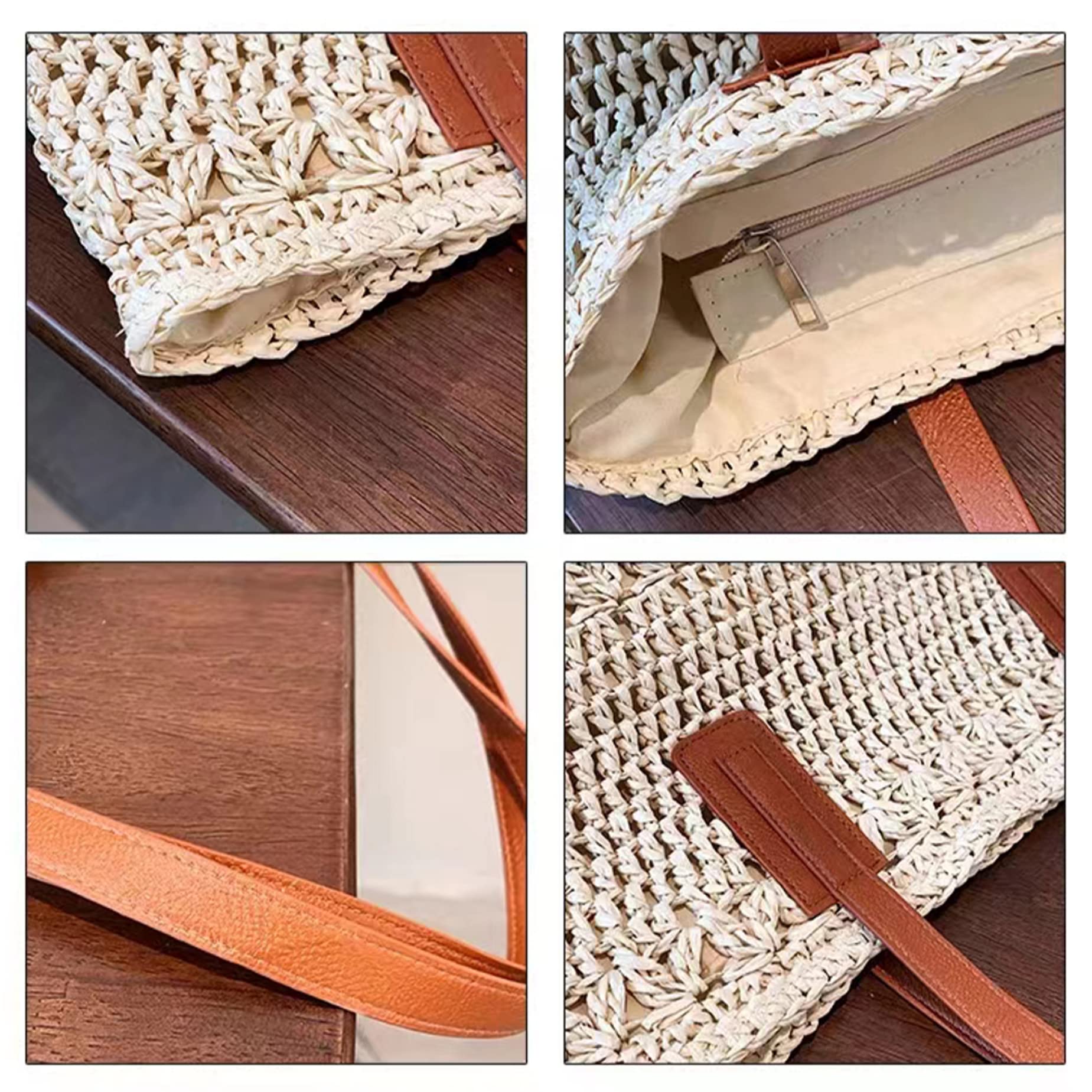Bolsa de playa de paja Mujeres Bolso de pecho bolso de verano Bolsa de playa Bolsa de bolsas de bolsas de playa Bolso de hombro tejido para elementos esenciales de vacaciones de verano Beige
