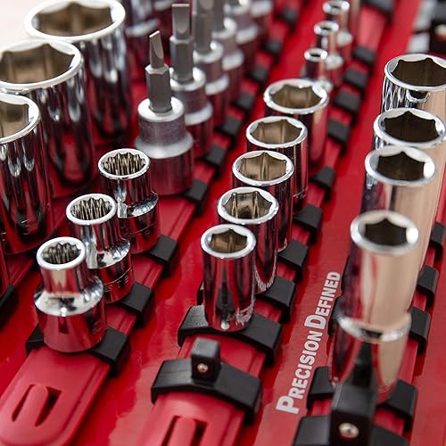 Miniatura 5 de Precision Defined Bandeja organizadora de enchufes de herramientas portátil, 80 enchufes, 20 clips de 14 de pulgada x 20 clips, 30 clips de 38 de