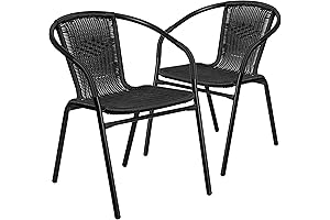 Flash Furniture Rattan Outdoor Metal Chairs Set of 2