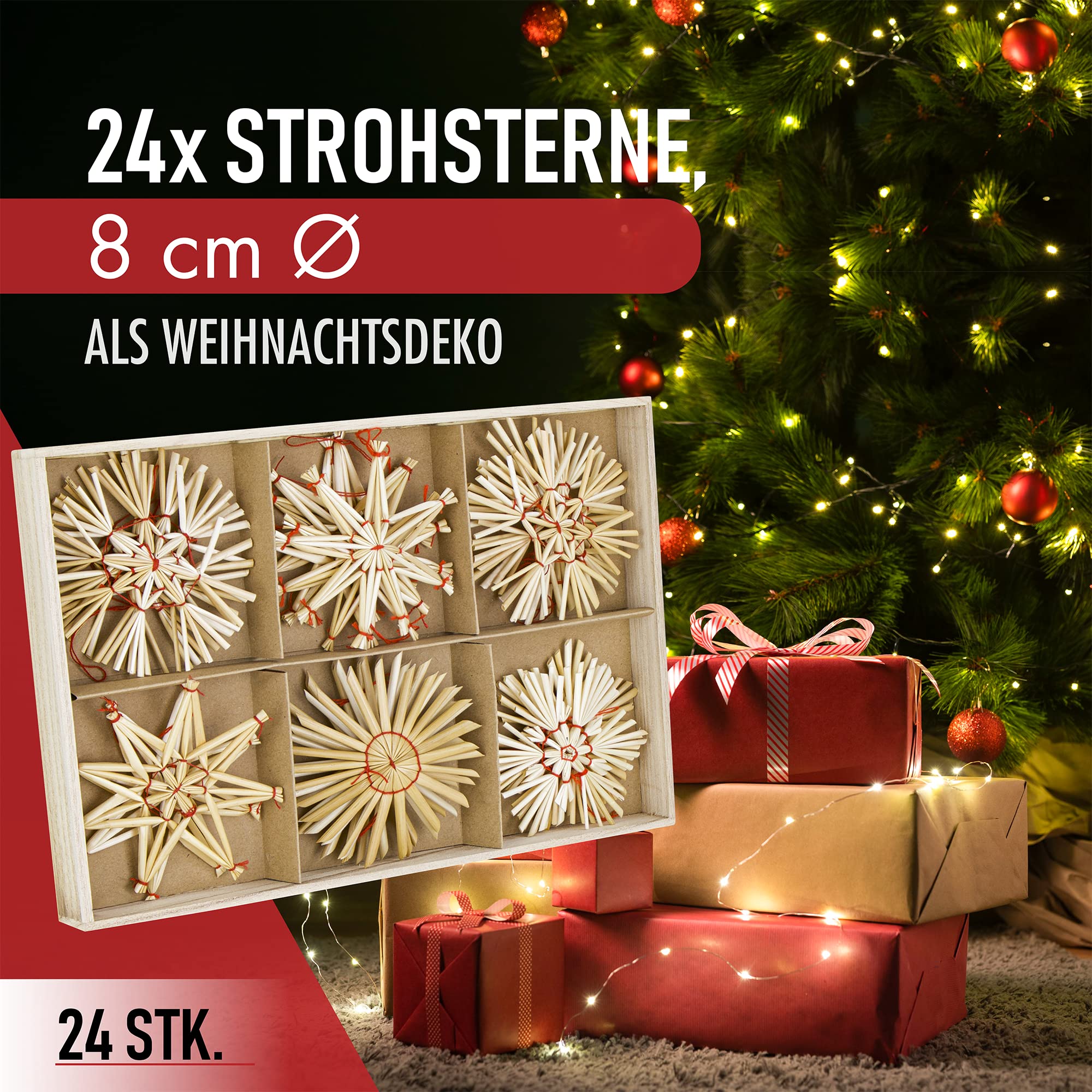 56-delige stroster set - kerstboomversiering - strohanger voor de