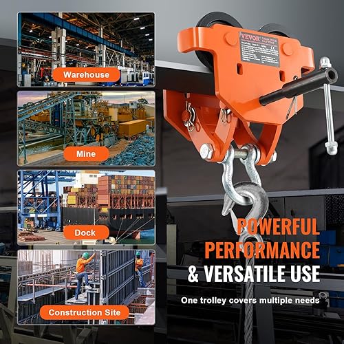 Miniatura 6 de VEVOR 2T-J Manual 4400 lbs2 toneladas de capacidad de carga, carro de empuje con ruedas dobles, ancho de brida ajustable de 2.8 a 6.7 pulgadas,