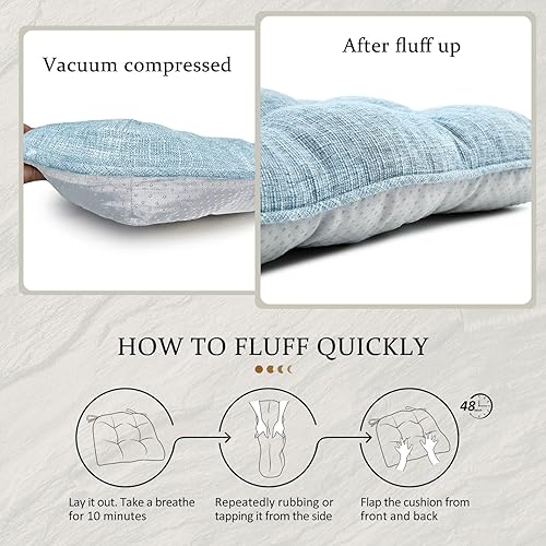 Miniatura 6 de LOVTEX Juego de 2 cojines para sillas de cocina, cojines antideslizantes para sillas de comedor, almohadillas de espuma viscoelástica triturada con