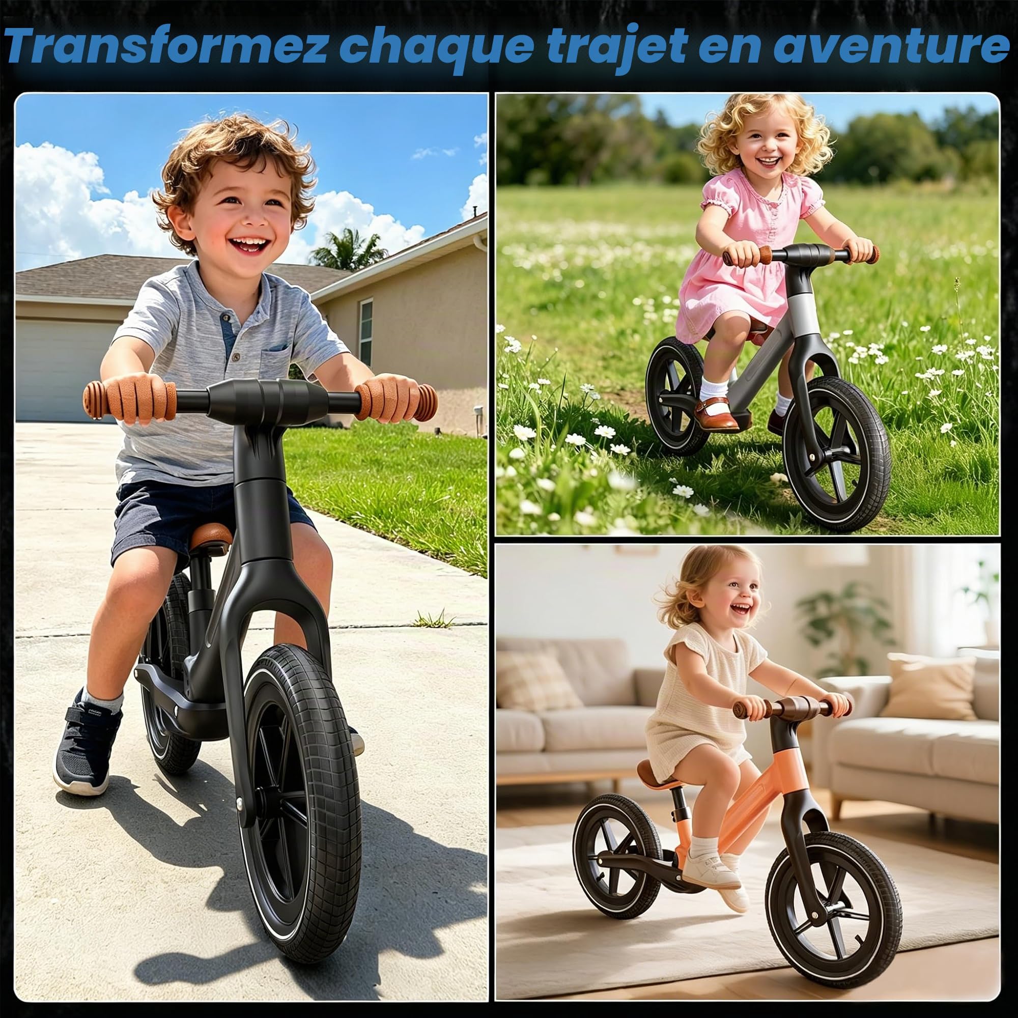 Skirfy Roue de 14 pouces, draisienne à partir de 2 ans, vélo de selle réglable en hauteur pour garçons et filles de 2 à 5 ans