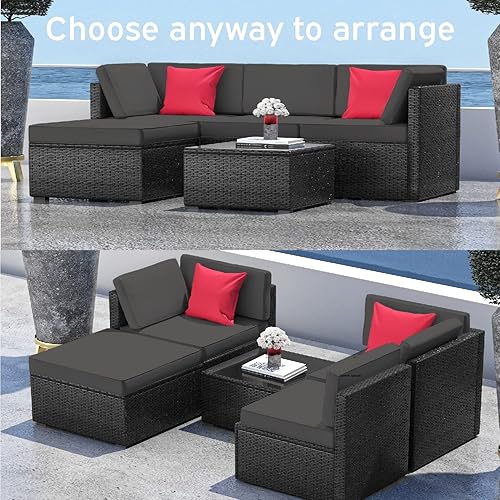 Miniatura 4 de Nestl Juego de muebles de patio al aire libre  Juego de muebles de patio para exteriores, juegos de muebles de patio de 5 piezas con sofá al aire