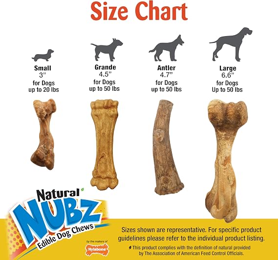 Nylabone Nubz Wild Natural Dog Chew Treats for Large Dogs, Long Lasting Dog Chew Bones Made in USA, Venison Flavor, Large Dog Bones for Dogs Over 30 lbs. (8 Count)