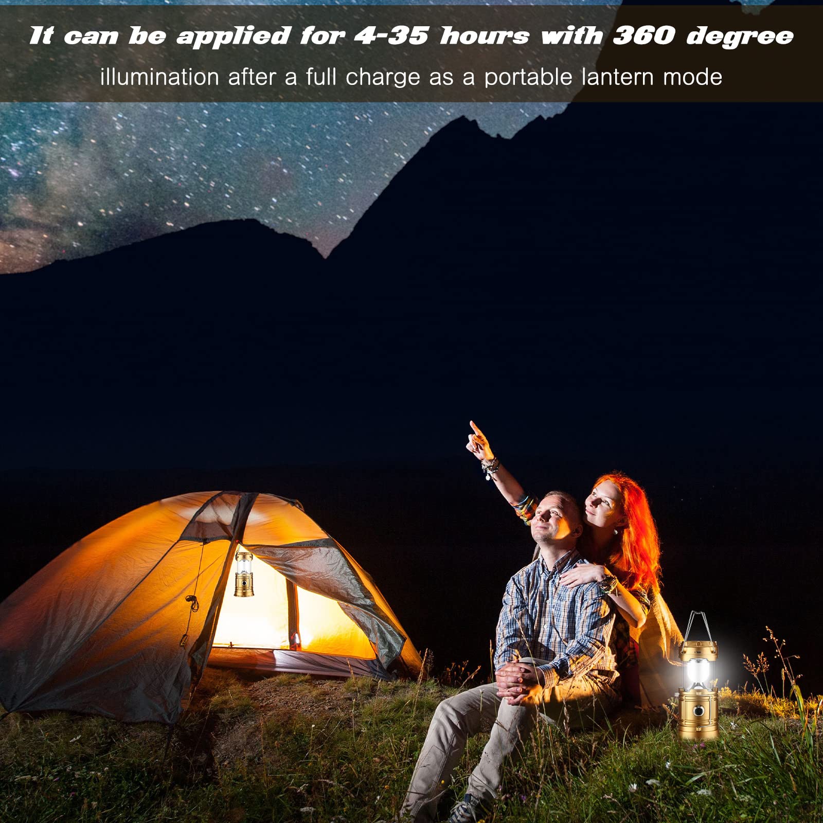 Lampada LED Solare Da Campeggio Olycism - 4500mAh, 6 Modalità, Impermeabile IPX5, Ricarica USB - Foto 4