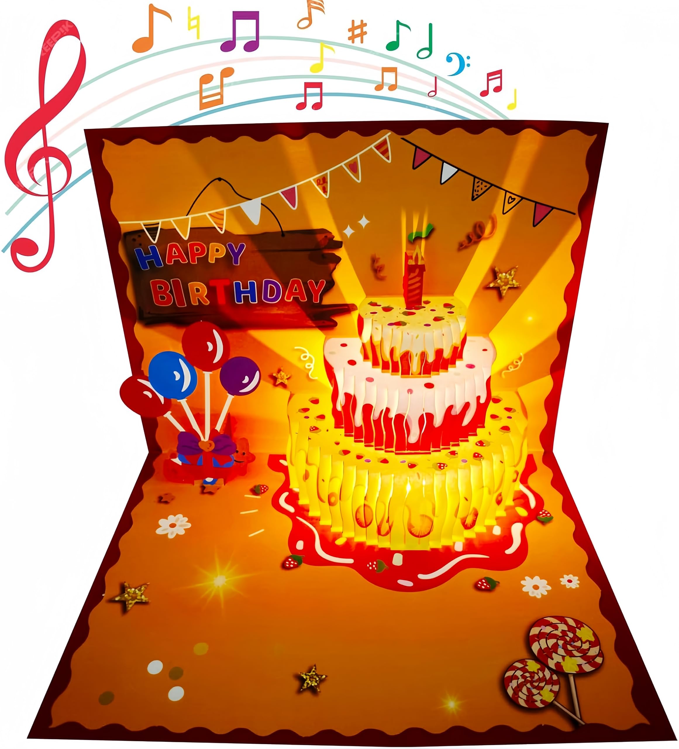 Amazon.com : Akeydeco 3D Pop Up Birthday Cards,Light Music