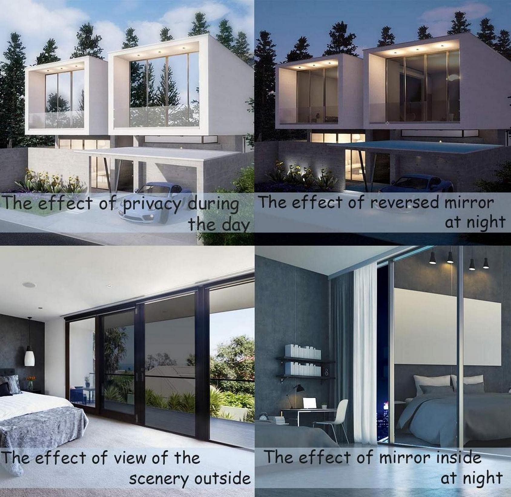 Wholede Vinilo Pet Película Adhesiva Lámina de Espejo para Ventanas Cristal Unidireccional Protector de Privacidad Anti 99% UV y Anti 85% IR para Hogar y Oficina (60 * 400cm)