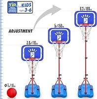 GILIKOKO Állítható Magasságú Gyerek Kosárlabda Palánk 110-190 cm - Kültéri/Beltéri Játék 3-8 Éves Fiúknak és Lányoknak, Fém Váz, Kék 2