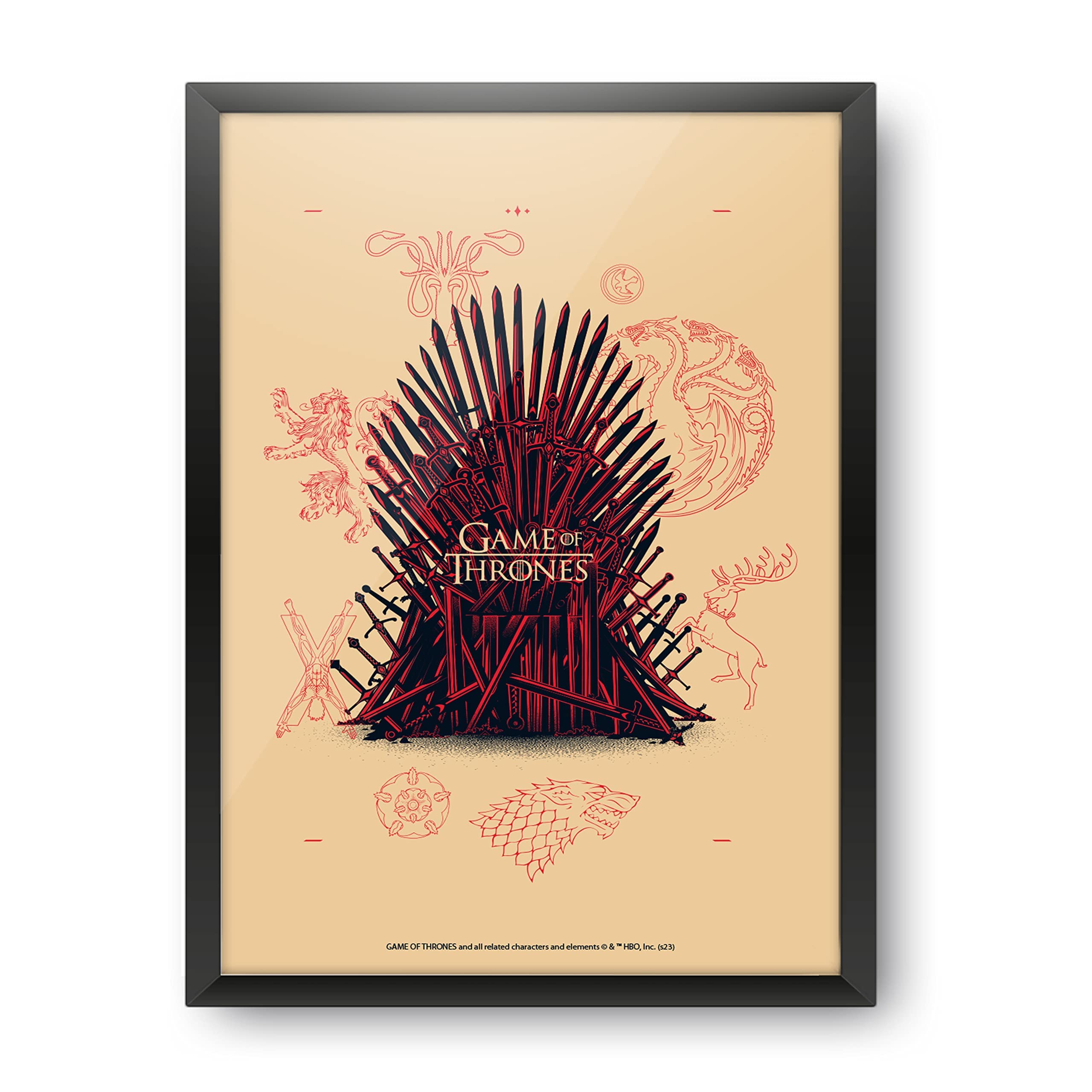 Epic Stuff -Game of thrones Iron Throne Pastel Design A4 Size Poster (With Frame) -Official licensed by HBO USA - Best Gift for GOT Fans
