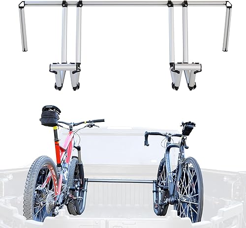 2 portabicicletas para caja de camioneta, ajuste ideal para modelos de camiones subcompactos, 2 soportes estándar para bicicletas, montaje en rueda