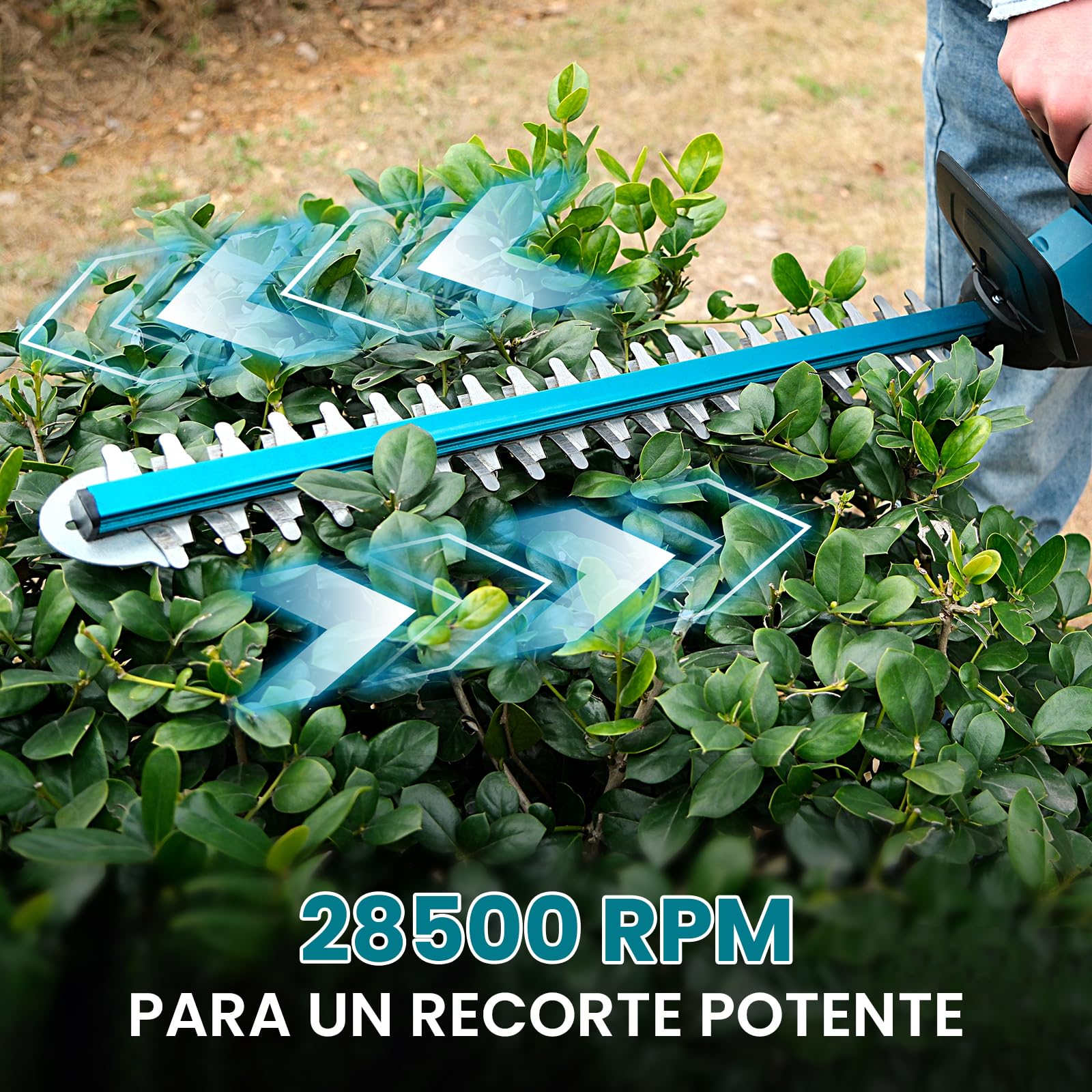 Cortasetos Bateria con 2X 4000mAh Baterías y Cargador, Motor Brushless 600W 28500rpm Cortasetos Electrico, Hoja 52cm, Corta Setos para Jardin y Arbustos
