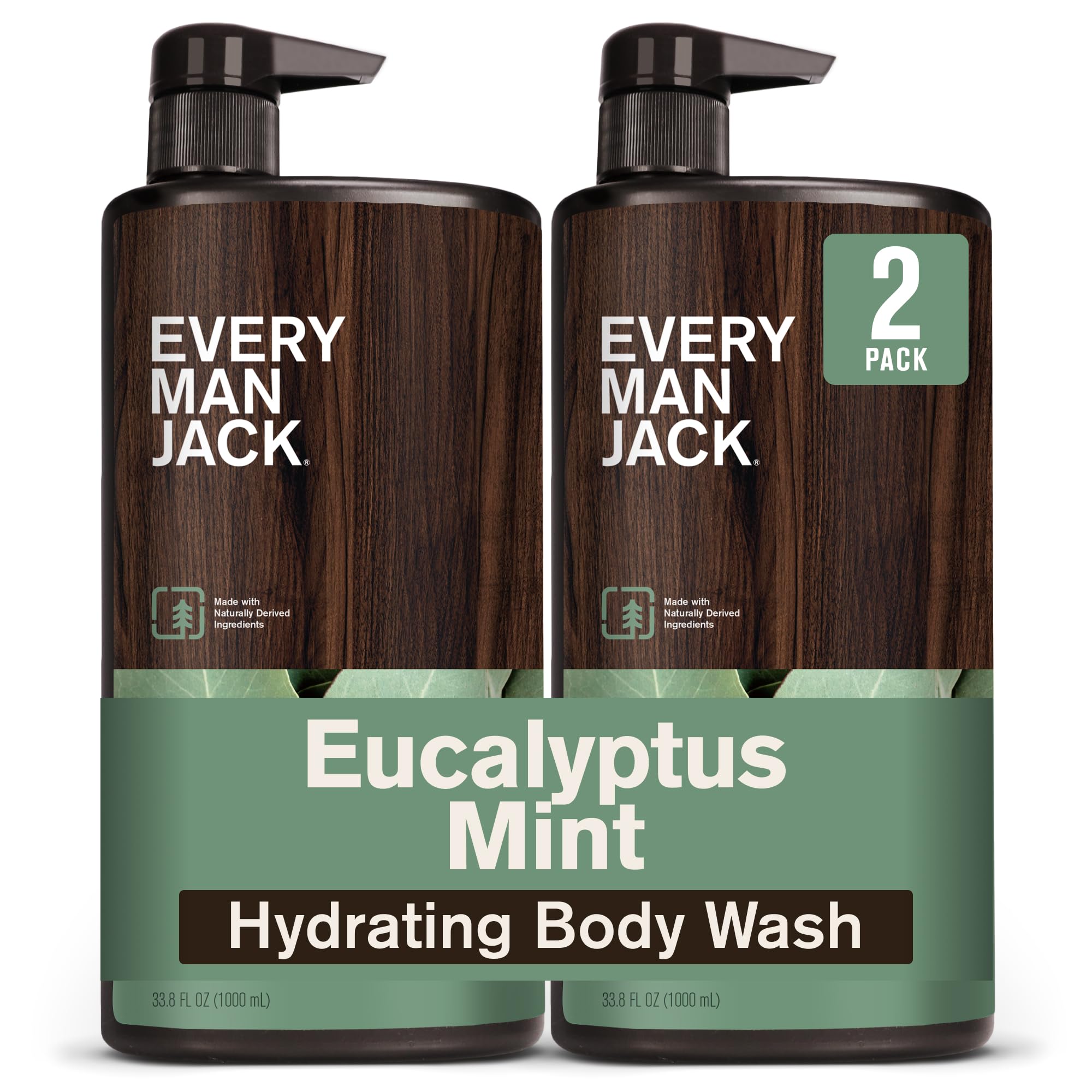 Every Man Jack Hydrating Body Wash for Men, Eucalytpus Mint, Value 2pk