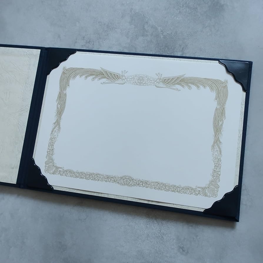 Amazon.co.jp: 京都マルタヤ 賞状ホルダー 横長型 紺 布表紙