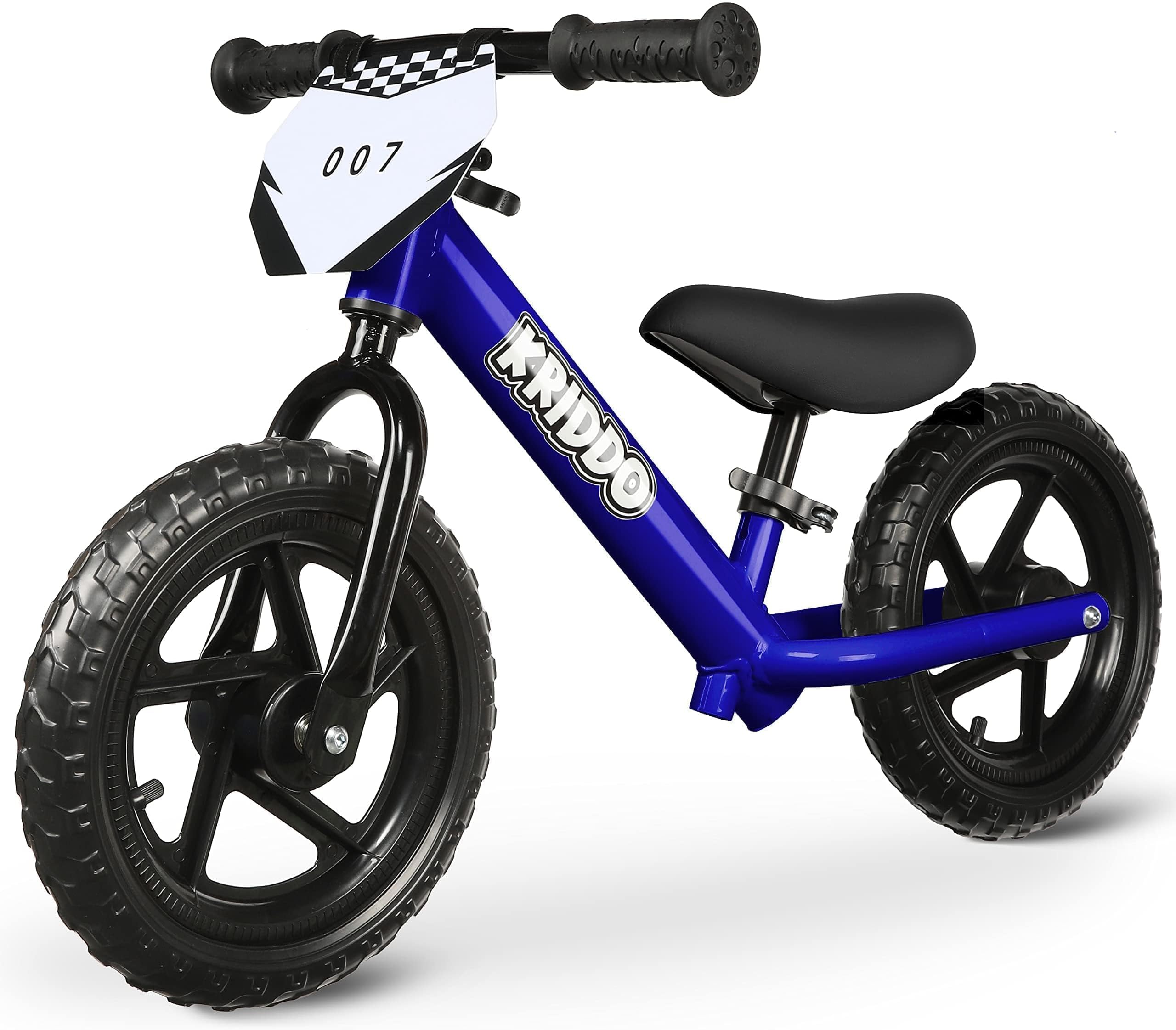 Toddler Balance Bike 2 Year Old, Age 18 Months to 5 Years Old, 12 Inch Push Bicycle with Customize Plate (3 Sets of Stickers Included), Steady Balancing, Gift Bike for 2-3 Boys Girls, Blue
