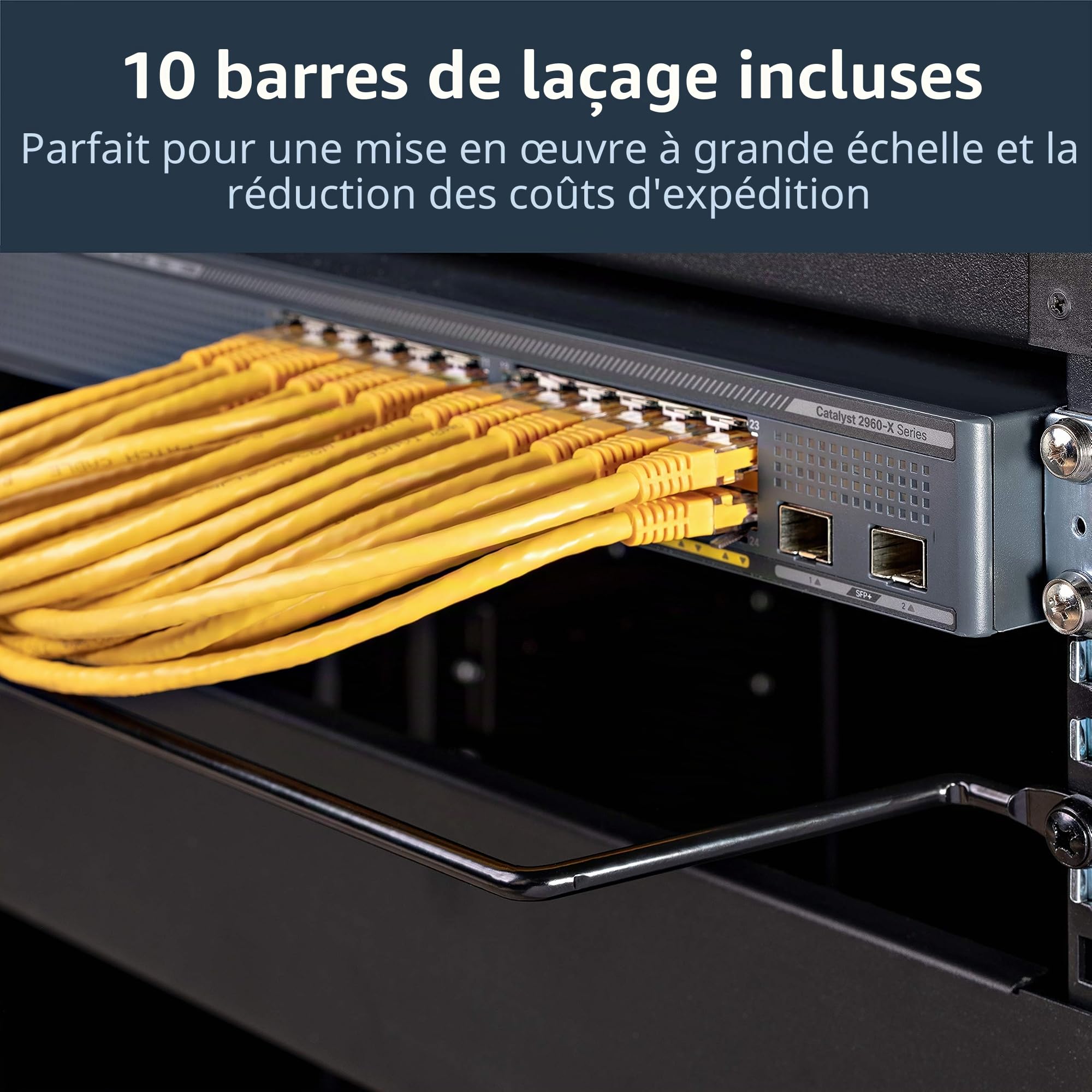 StarTech.com Barre de Gestion de Câbles - Organisateur Horizontale de Câbles pour Datacenters/Rack Informatique/Rack Serveur/Rack Réseau - Barre de Laçage pour Rack - 10 pcs (CMLB104)