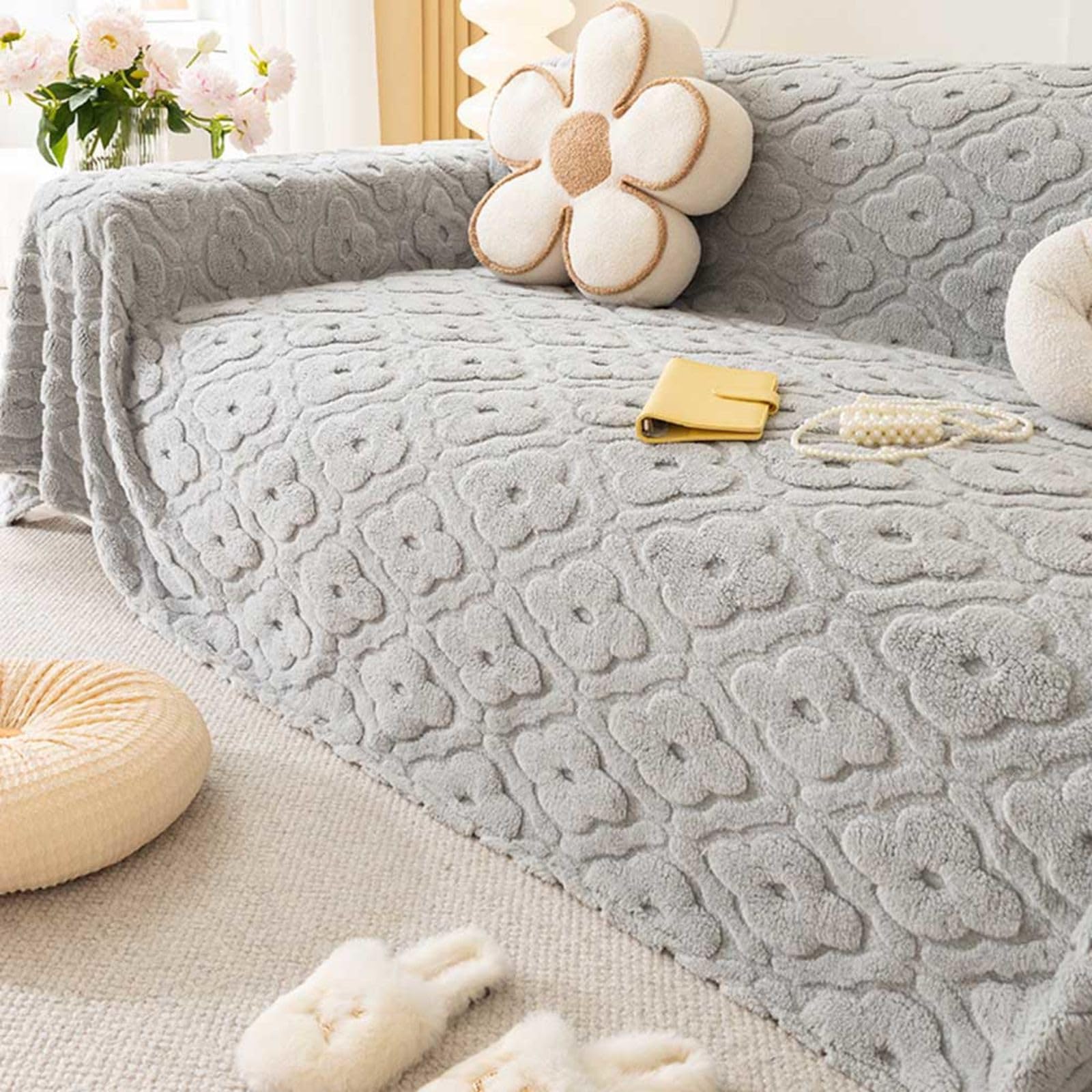 L - Funda de sofá impermeable para sofá L-Sd, manta térmica antideslizante para 1/2/3/4 plazas, protector de sofá con cable (118 x 130 cm), perfecta para decoración del hogar
