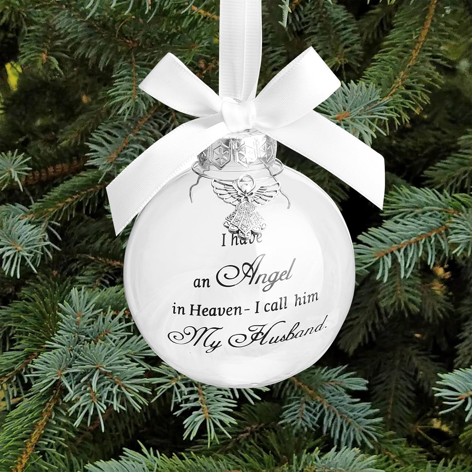 Christmas Memorial Feather Ball Angel Ornament I Have an Angel in Heaven I Call Her Mom Family Memorial Loss of Loved One Hanging Pendant Xmas Tree Décor