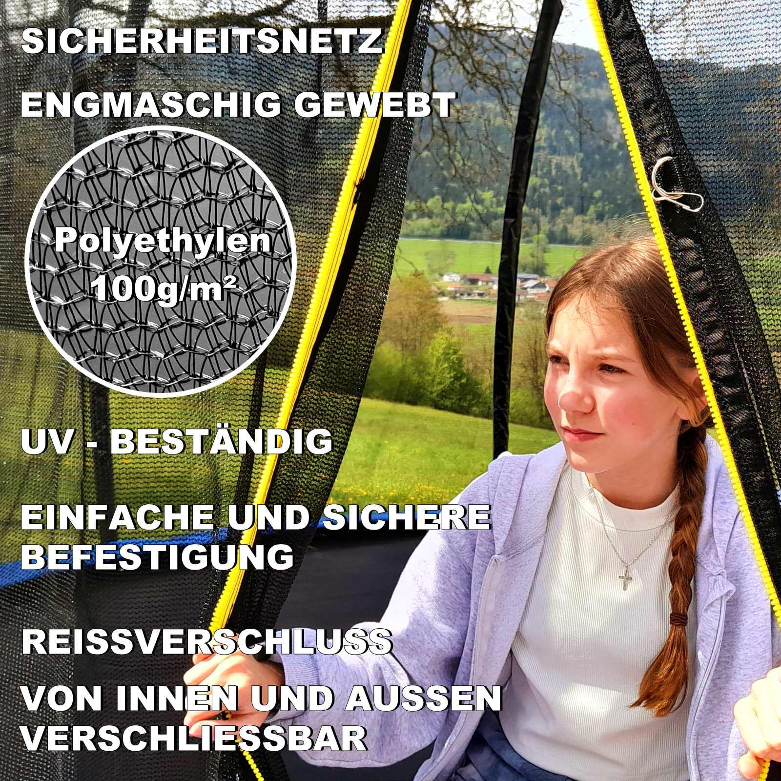 Trampolin Sicherheitsnetz Ø 183 185 244 250 275 277 300 305 335 337 366 370 396 400 427 430 457 460 487 490 (FGIS) Ersatzteile Netz Schutznetz Ersatznetz Gartentrampolin Outdoor