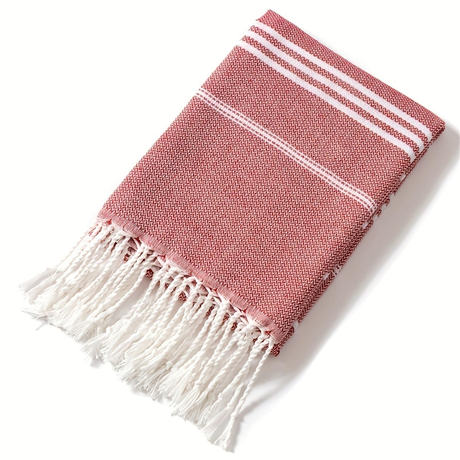 GMEqfhpOPS Turkish Beach Towel 90 * 180CM Sauna Spa Gym sports Fitness Fringed Bath Towel kitchen Soft Absorbent Quick drying towels Towels Bath(Red)