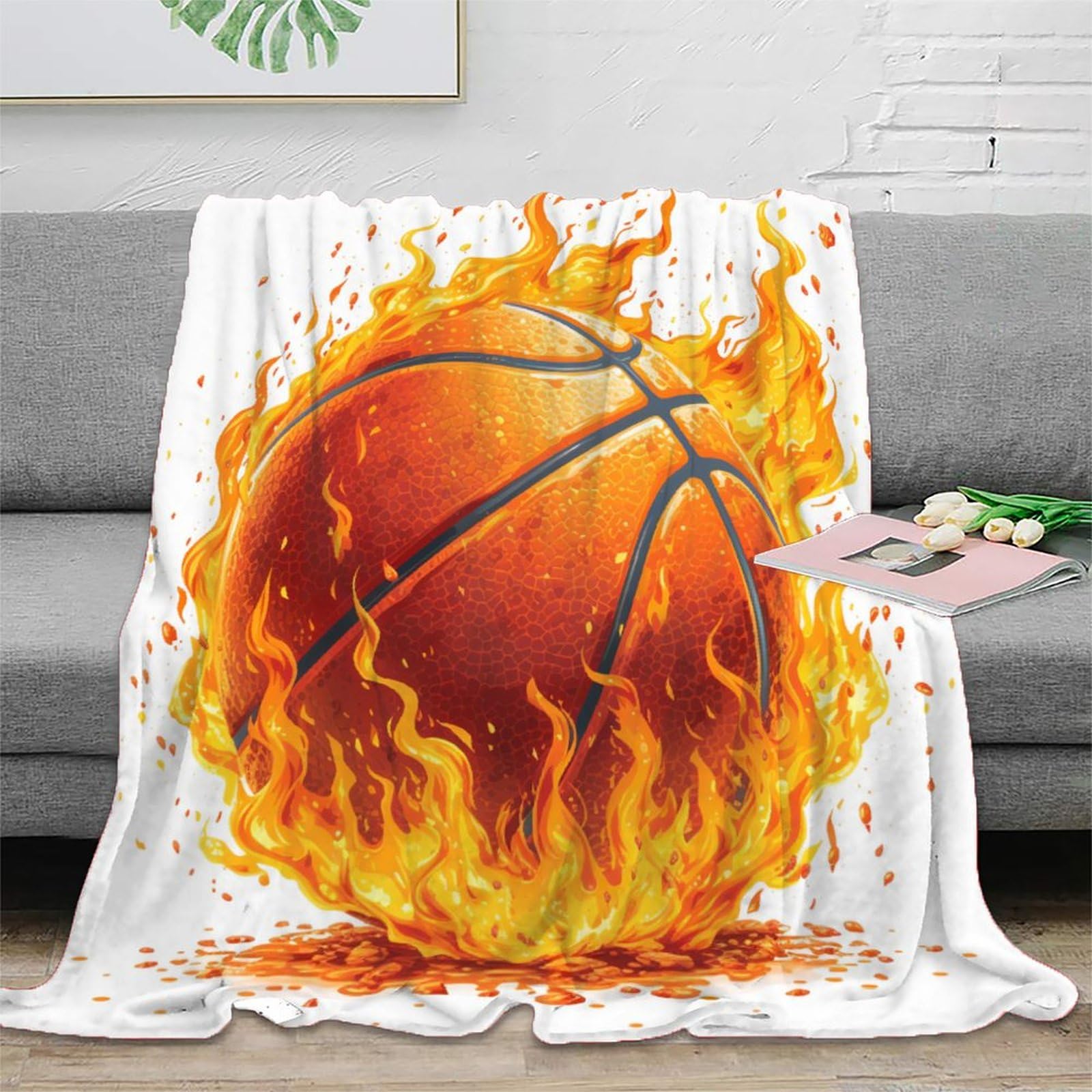 Couverture basket-ball 3D cadeau de sport en flanelle douce pour garçons et filles