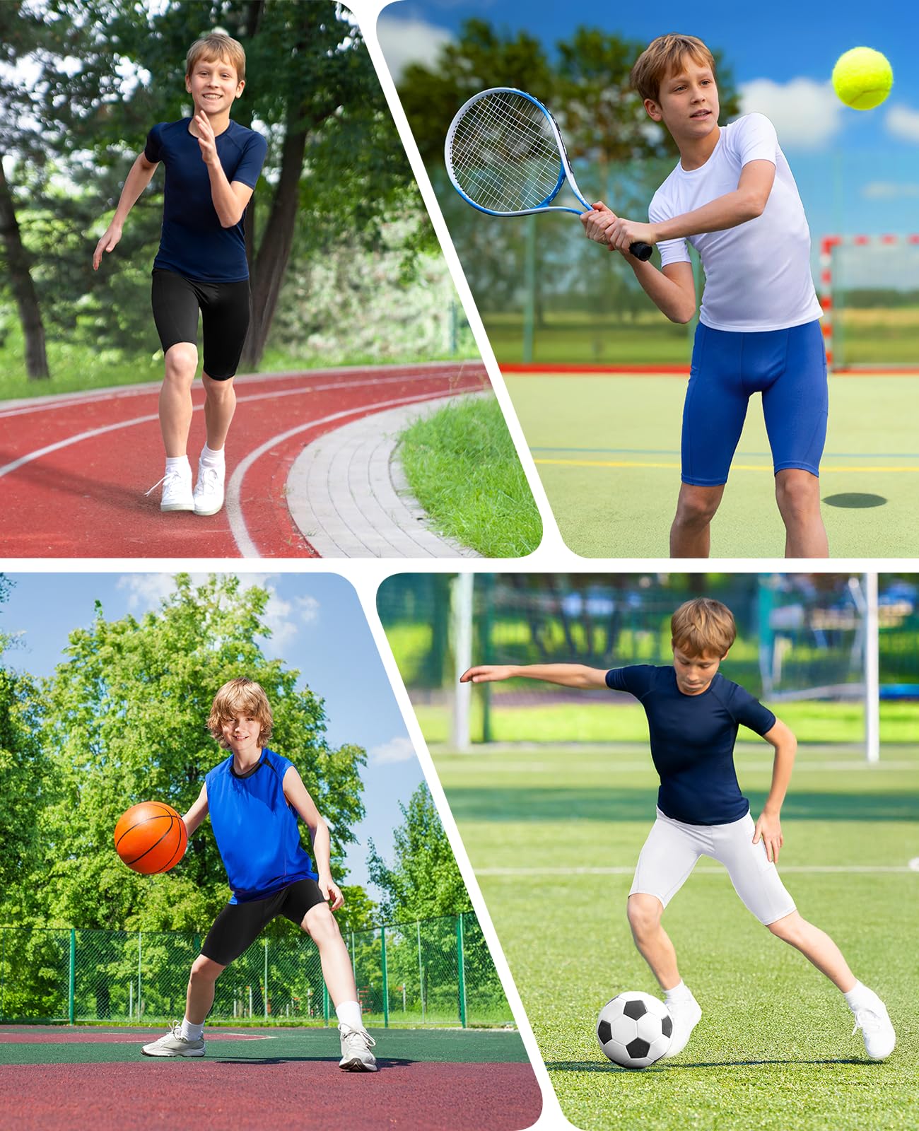 Niksa Jungen Kompressionsshorts Atmungsaktiv Performance Baselayer Trainingsunterwäsche Sportshorts mit Seitentaschen Basketball Fußball Leggings