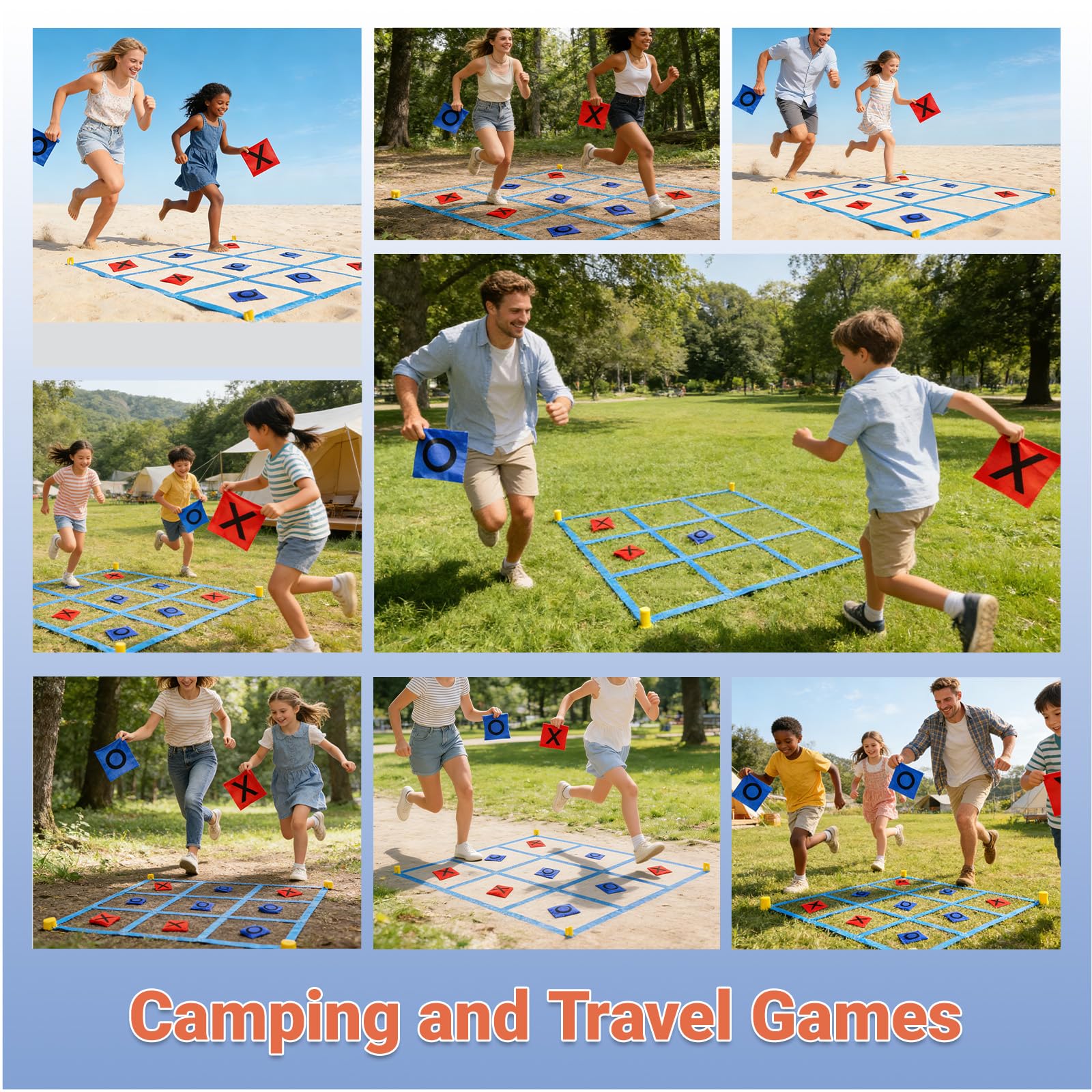 Riesiges Tic Tac Toe, Outdoor-Spielset, Sitzsack-Wurfspiele für Kinder & Erwachsene, Tic Tac Toe Mehrspieler für Garten, Strand, Camping, Familienfest, Gartenparty