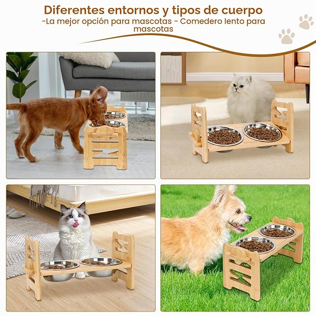 Foto 8 de 8 de Cuenca para Perros elevada, Cuencos para Perros elevados 6 Niveles Ajustables