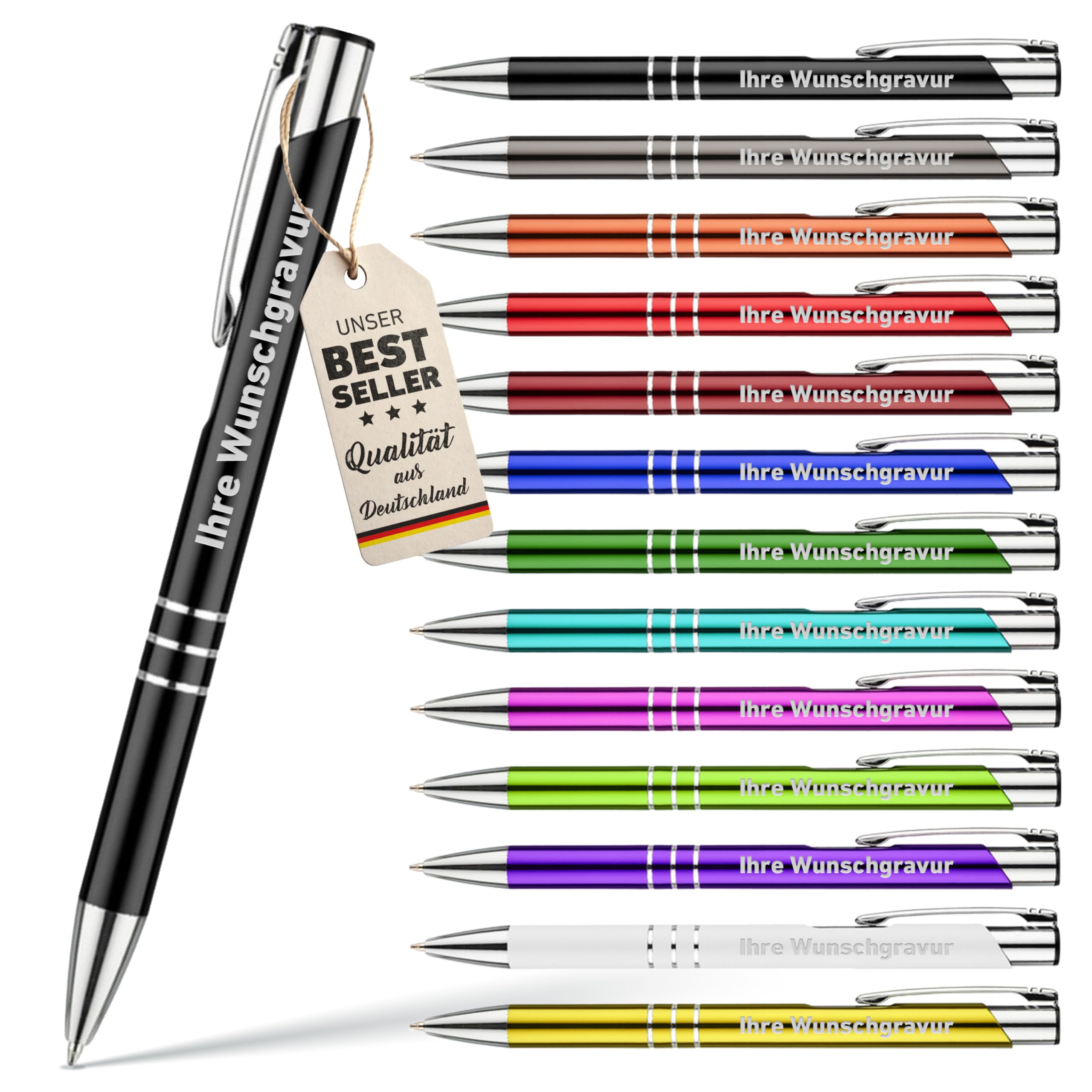 Your Gravur - 250x Kugelschreiber mit Gravur - Scotty - Kugelschreiber personalisiert mit großer Farbauswahl (+13 Farben) - Kugelschreiber als personalisierte Geschenke mit Wunschtext