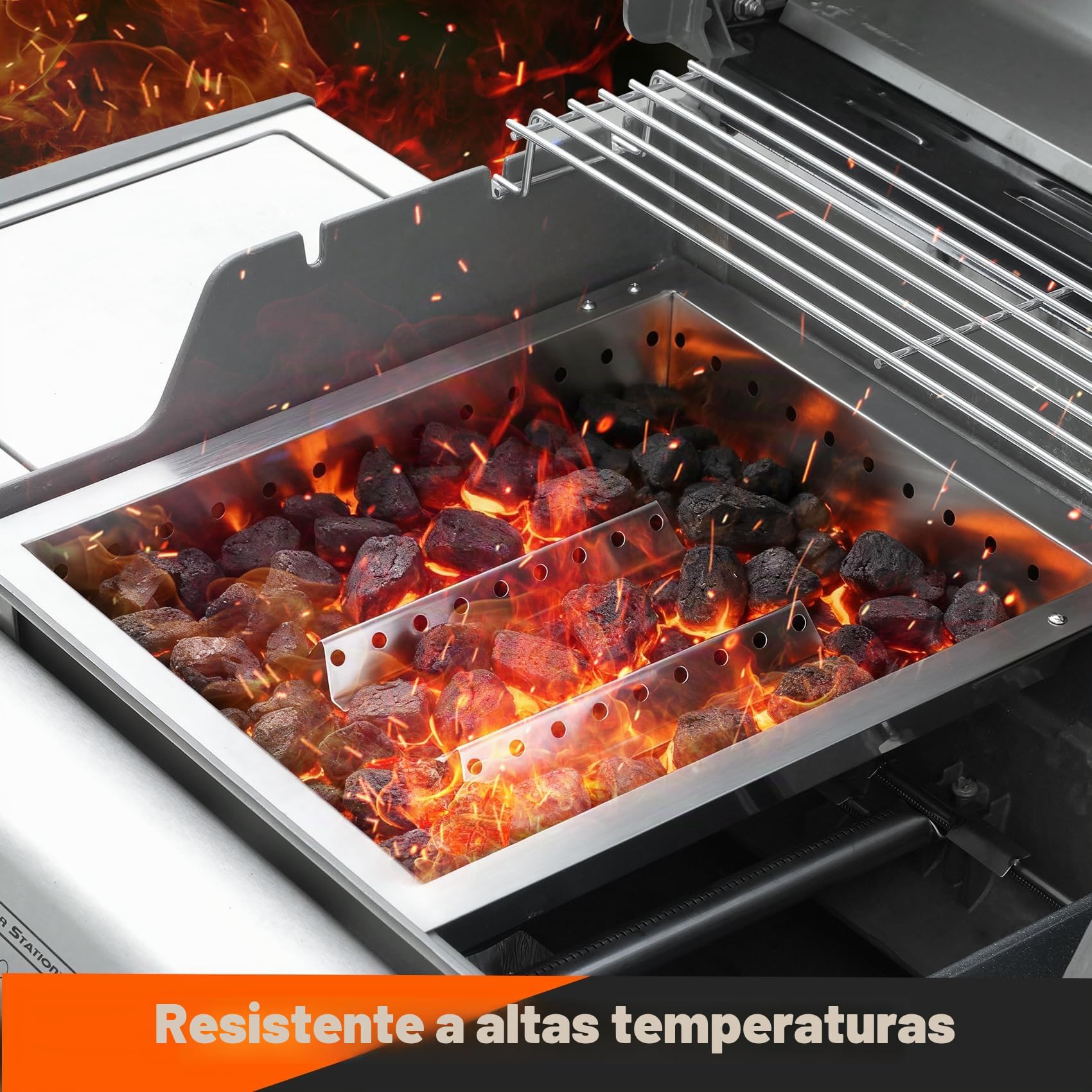 onlyfire Bandeja de Carbón de Acero Inoxidable, Barbacoa Cesta de Carbón para Barbacoa de Gas Weber, Longitud Ajustable de 44,5 a 48 cm, Bandeja de Carbón para Spirit ll 210, Spirit ll E-310