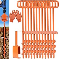 Vista 9 de Estacas de tienda de campaña de 16 pulgadas, anclajes de tierra atornillados, con 1 adaptador resistente para anclajes de tierra de tornillo, kit
