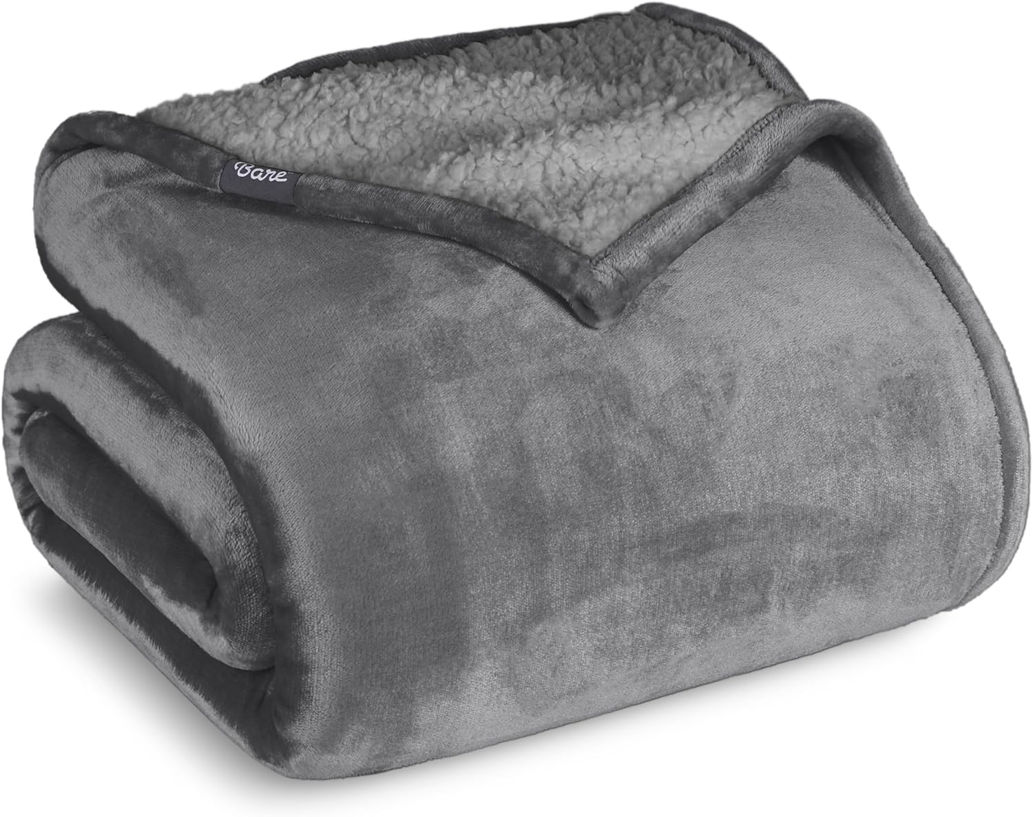Bare Home Sherpa Fleece Blanket - King Size - Blanket for Bed, Sofa, and Couch - Warm & Lightweight - Fluffy & Soft - Reversible (King, Grey with Grey Sherpa) King 06 - Grey - Grey