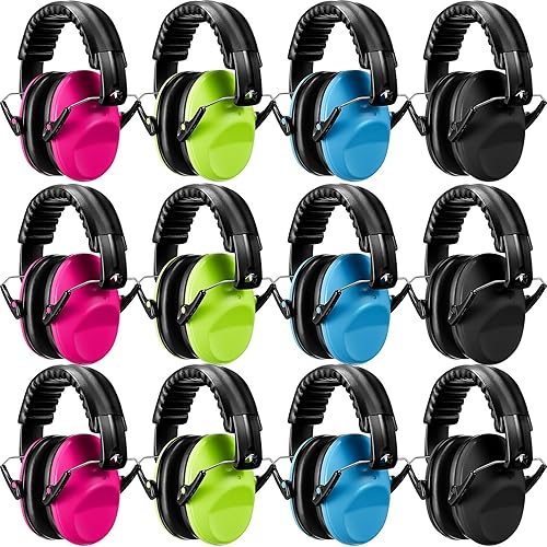 Xuhal 12 unidades de auriculares de reducción de ruido para niños, orejeras de protección para los oídos para niños con reducción de ruido 27NRR