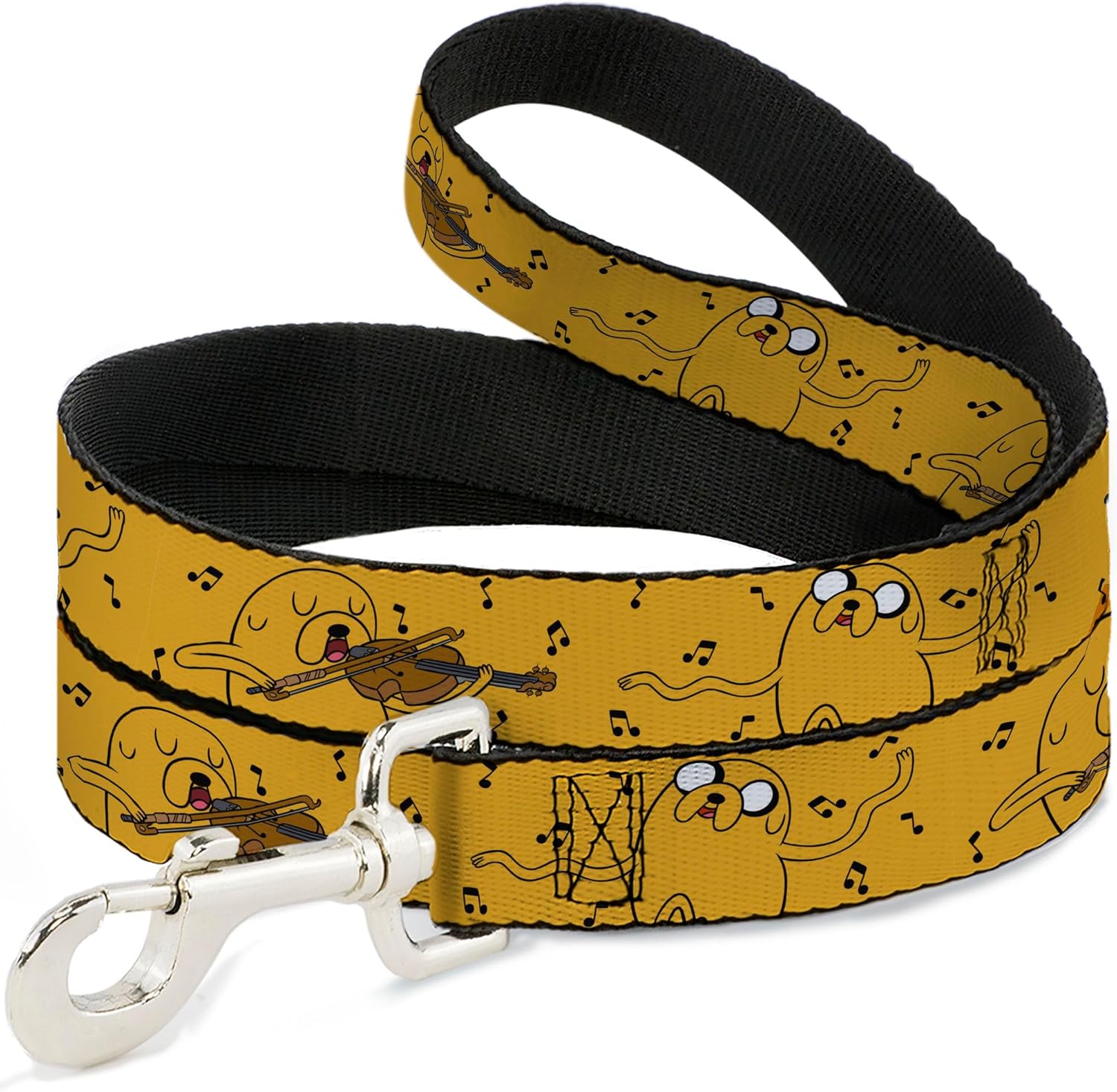 Cartoon Network Pet Leash, Dog Leash, Adventure Time Jake Dancing and Violin Poses Yellow, 6 Feet Long 1.5 Inch Wide