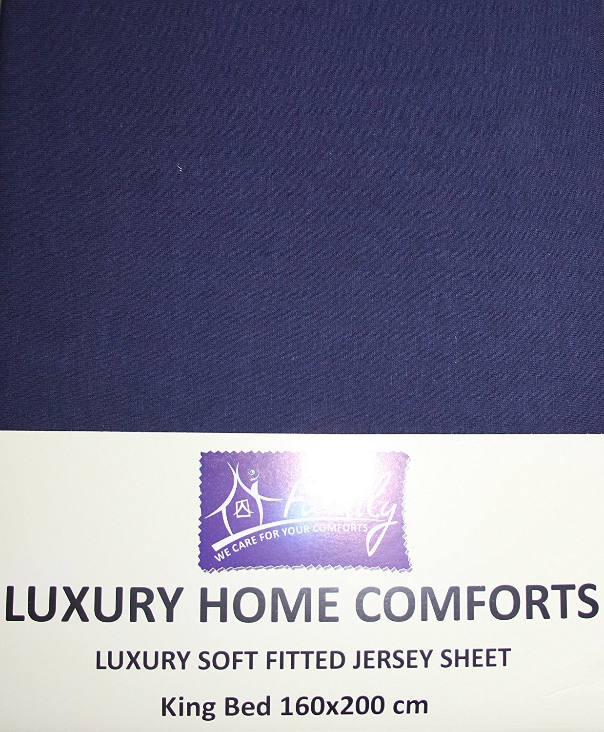 Family BeddingKing Size Fitted Sheets Deep Fit | Fitted Bottom Sheet King Jersey Cotton | Deep Pocket Fitted Sheet King | Bedsheet For Kingsize Bed (King, Navy Blue)