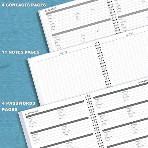 Miniatura 4 de Agenda mensual 2024-2025  Agenda mensualcalendario 2024-2025, agenda de 12 meses con pestañas, bolsillo y etiqueta, contactos y contraseñas, 8.5 x