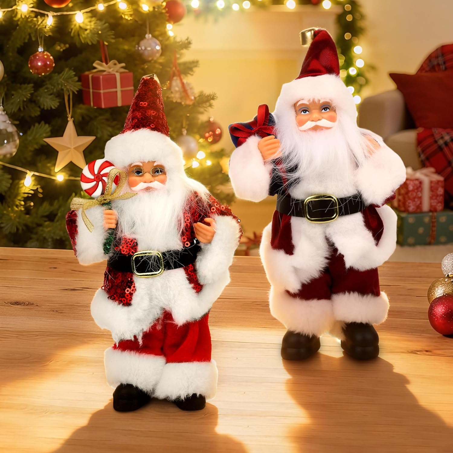 Santa Claus Figurines, Standing Santa Claus Decorations, Suitable for Christmas Trees, Fireplaces, Tabletop Decor, Window Display, Gift, Door,2P - Image 8