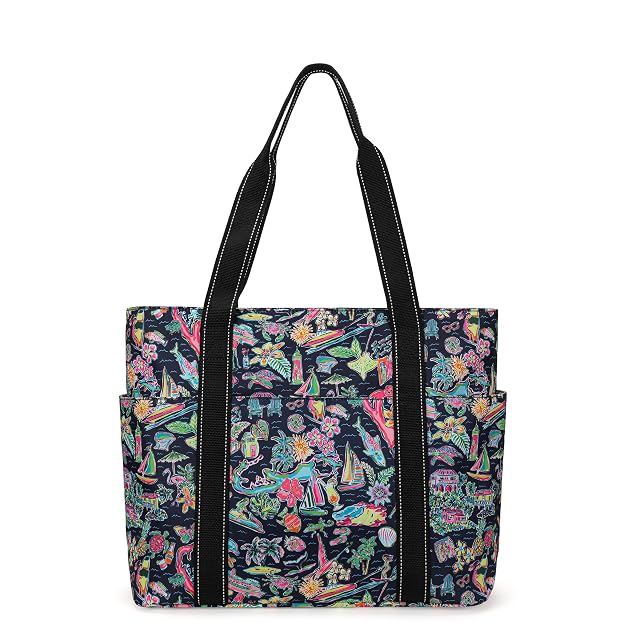 Tote Bag for Women with Laptop Compartment Cup Holder Nylon Bag for Work Travel Gym Beach Teacher Nurse