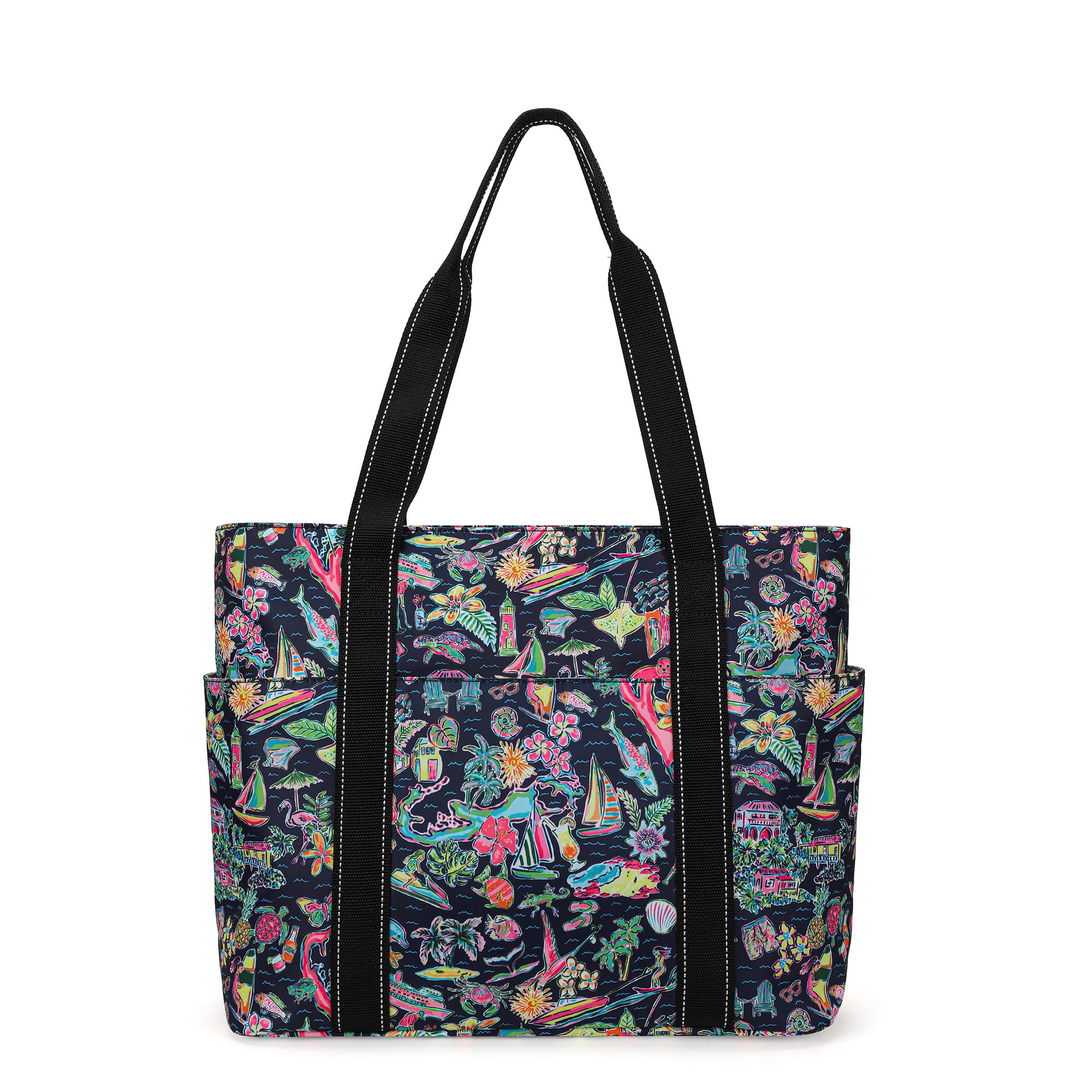 Tote Bag for Women with Laptop Compartment Cup Holder Nylon Bag for Work Travel Gym Beach Teacher Nurse