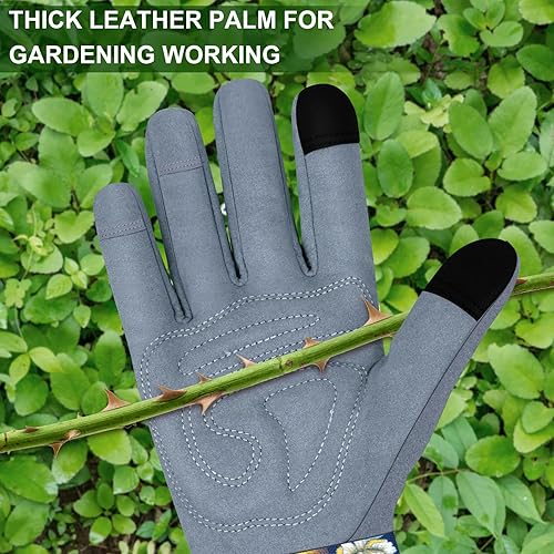 Miniatura 3 de Guantes largos de jardinería para mujer, guantes de cuero a prueba de espinas, guantes de trabajo transpirables para mujeres, patio, exteriores