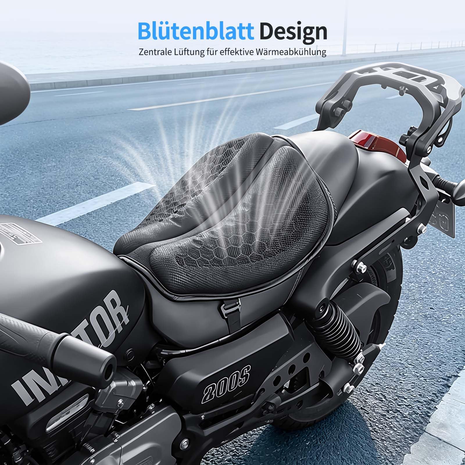 Faltbares Motorrad Gel Sitzkissen, Universelle Sitzbezug Struktur Atmungsaktive Stoßdämpfung reduziert Motorrad Gel Sitzpolster für Lange Fahrten