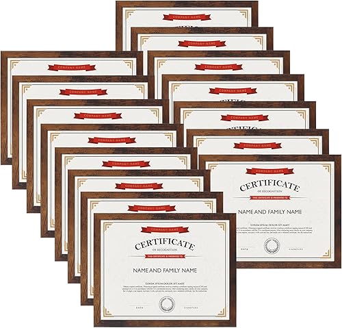 Edenseelake Juego de 15 portarretratos de 8.5 x 11 pulgadas, color marrón rústico de 8.5 x 11 pulgadas, para diploma de documentos de premio,
