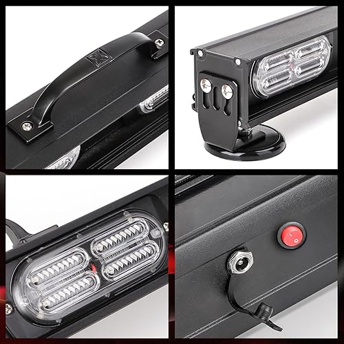 Miniatura 8 de Danhonwin Barra de luz LED de remolque inalámbrica de 23.6 pulgadas con transmisor redondo de 4 pines, potente base magnética para camiones,