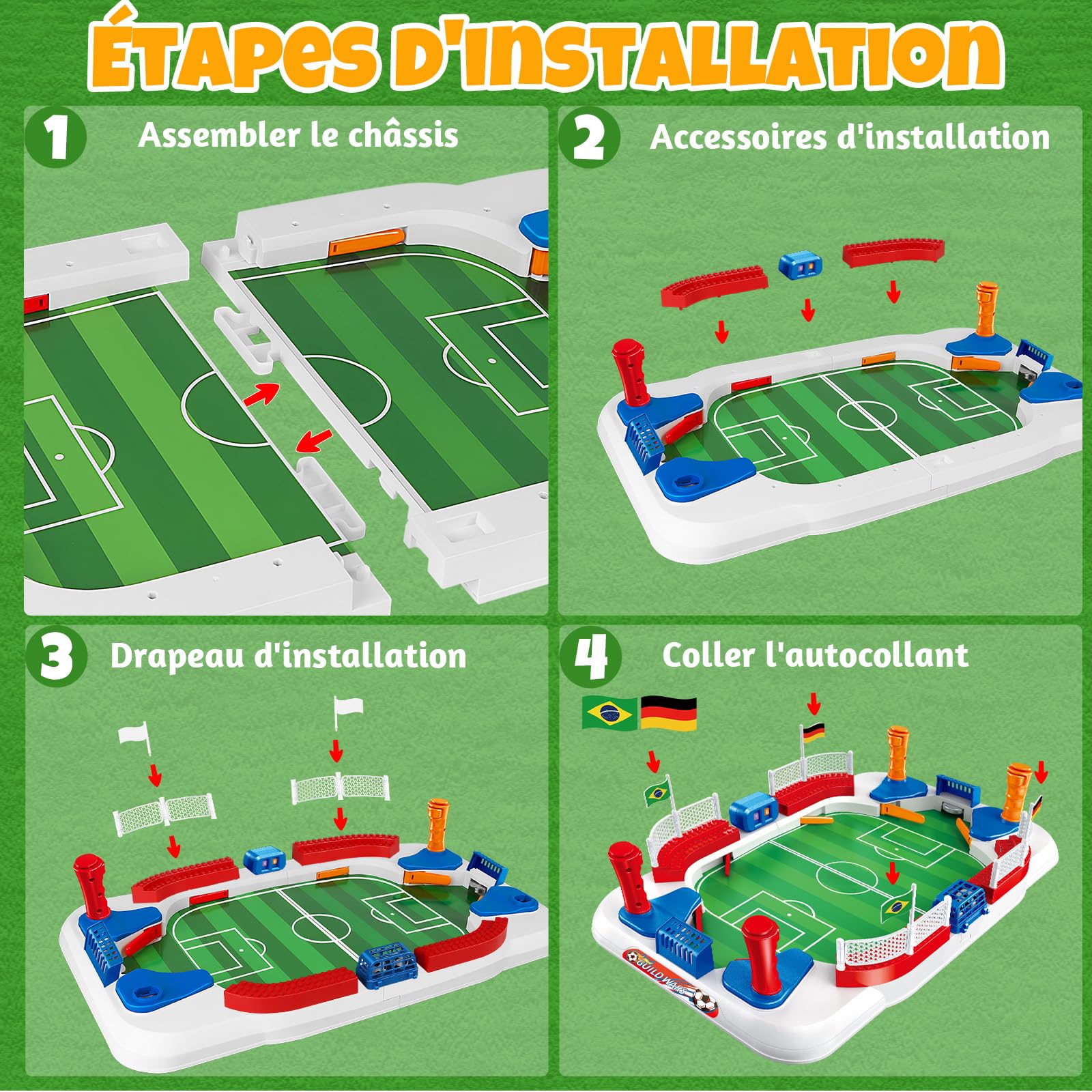 Baby Foot Enfant, 55 × 31 Mini Babyfoot, Jeu Foot, avec 8 Football, Compteur Manuel, Autocollant, Jeux de Société Enfant Cadeau Foot pour 4 5 6 7 8 9 10 Ans