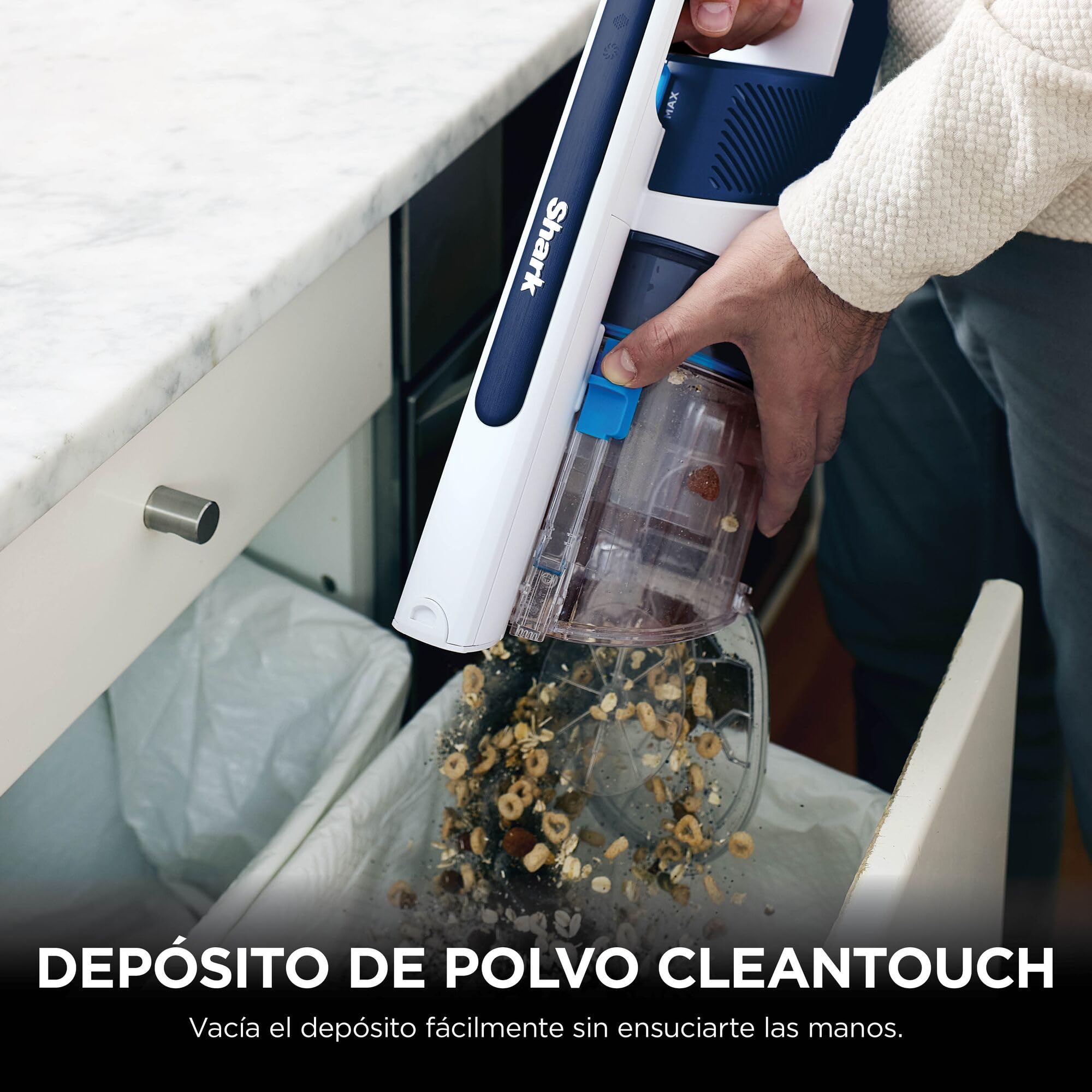 Shark PowerPro Aspiradora sin cable con hasta 50 min de autonomía, FloorDetect, Anti Hair Wrap y Anti-Allergen Complete Seal, ligera y flexible, modo manual y depósito XL, azul metalizado, IZ380EU