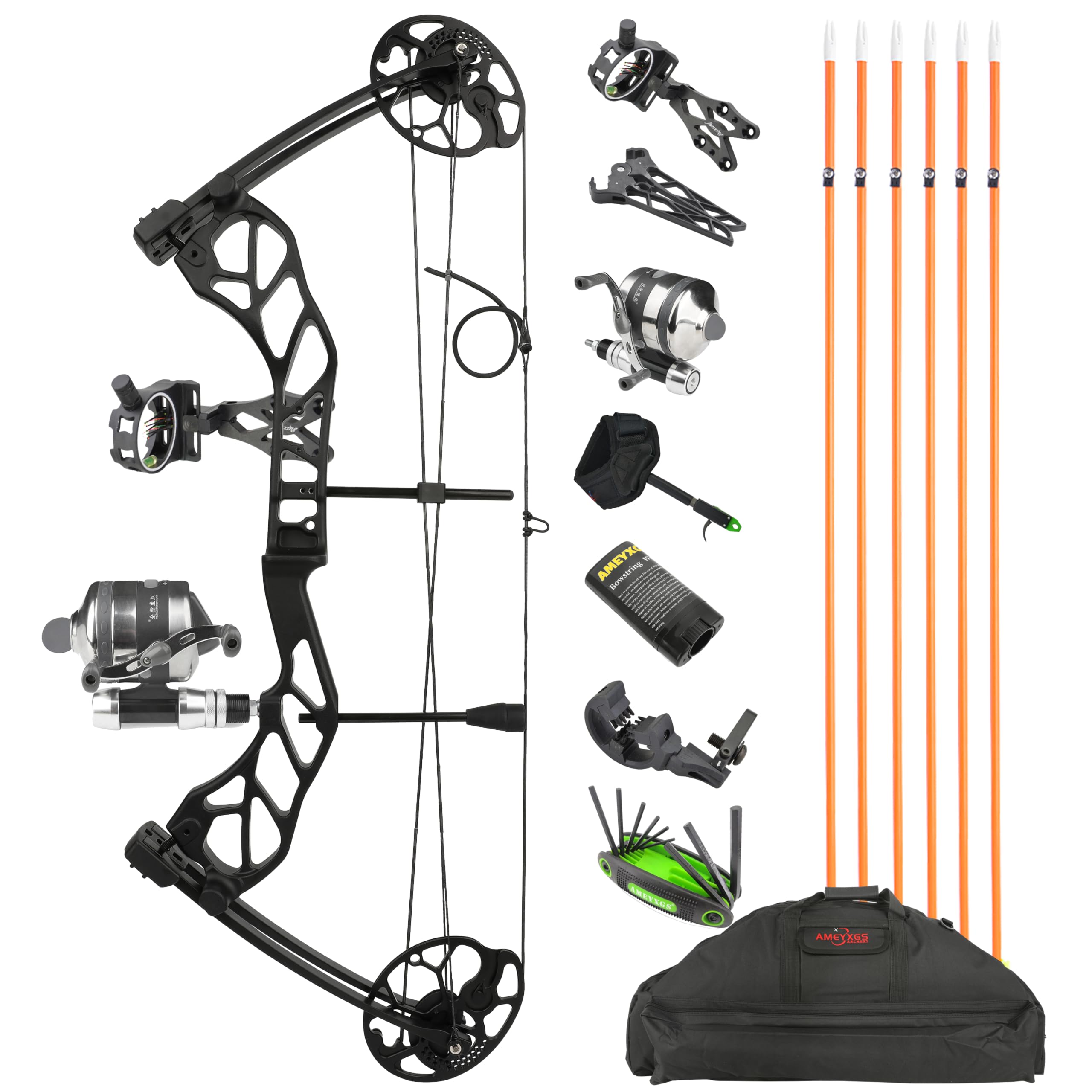 Bowfishing Bow Kit with Arrow Complete Compound Bow Fishing Kit Draw Weight 30-70 LBS Draw Length 19