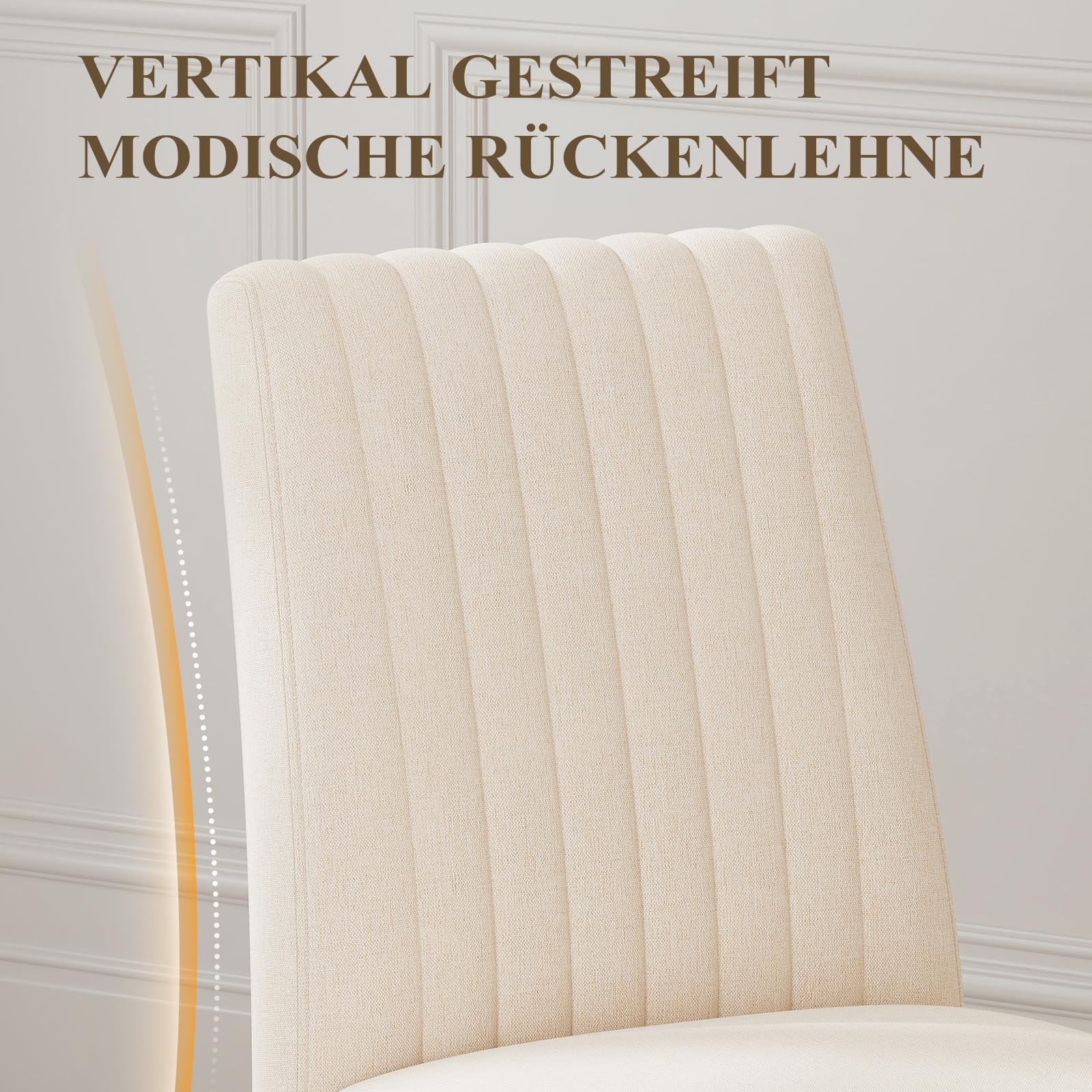 COLAMY Esszimmerstühle 2er Set, Polsternder Stühle Esszimmer mit Rückenlehne, Küchenstühle Gepolstert, Stoff Dining Chairs Holzbeinen für Esszimmer, Küche, Restaurant, Beige