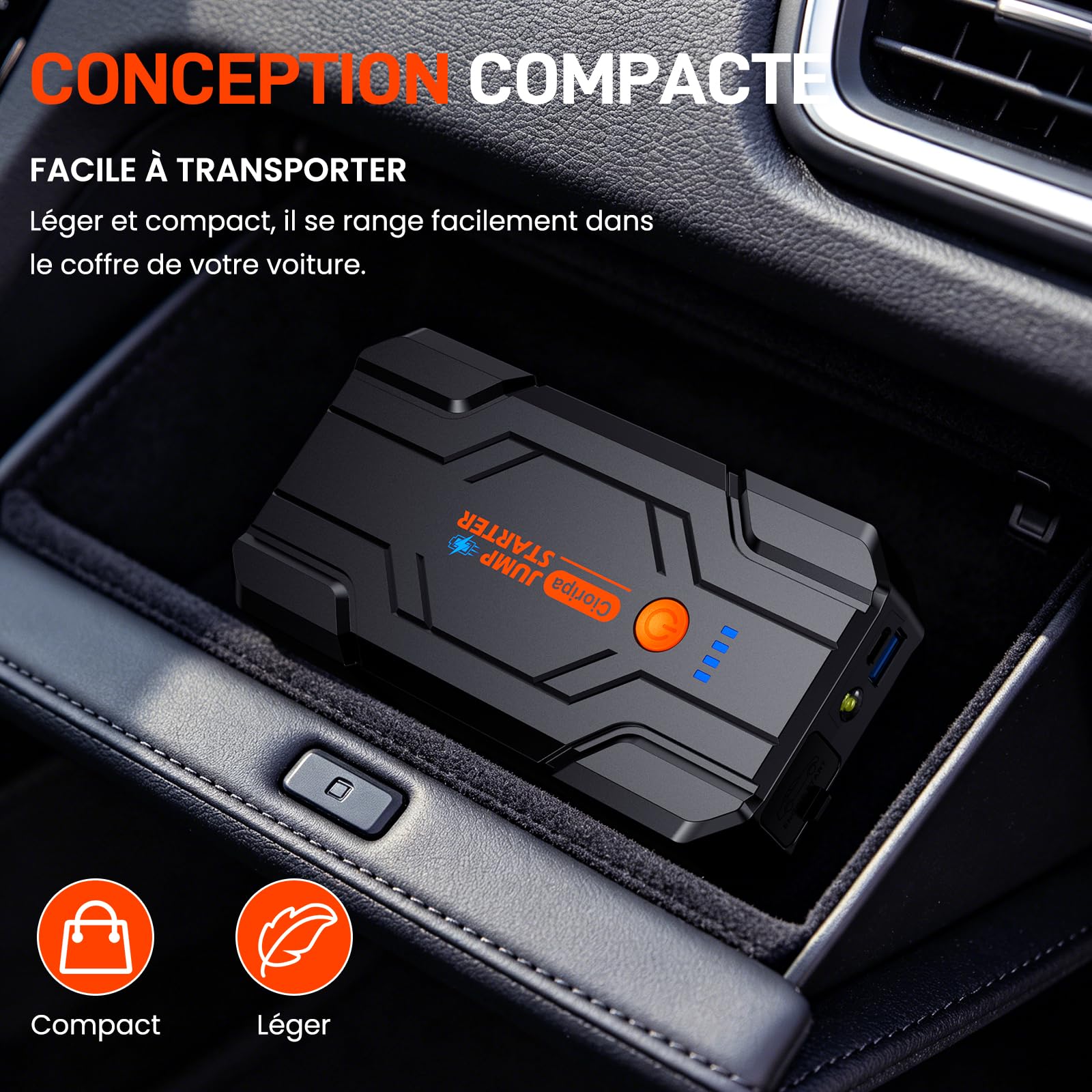 Booster Batterie Voiture 𝟏𝟎𝟎𝟎𝟎𝐀14.8V 9,0L Gaz 8,5L Diesel Auto