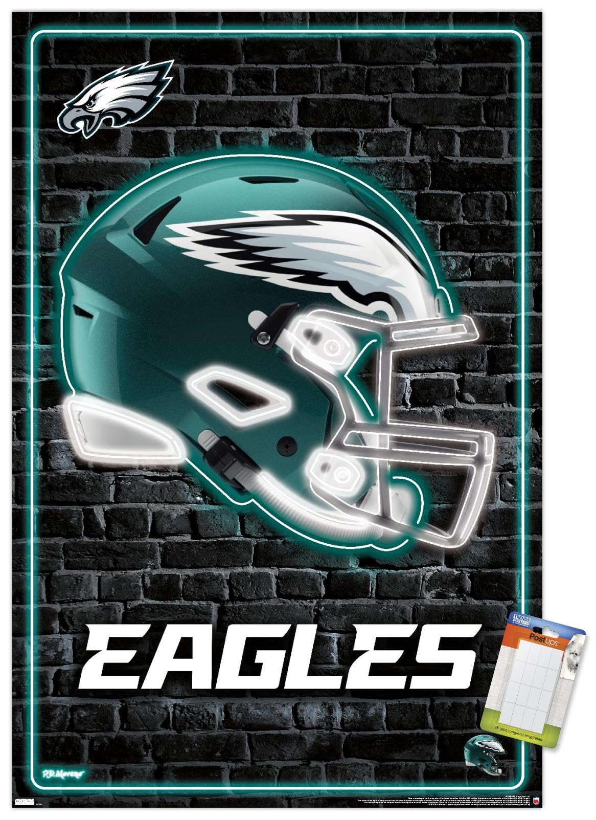 Trends International NFL Philadelphia Eagles - Neon Helmet 23 Wall Poster, 22.37