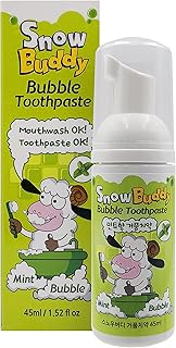 SnowBuddy Kids Foam Toothpaste - Mint, Grape, and Strawberry Flavors - Low-Fluoride and Fluoride-Free Options - 1 Pack and 3 Pack Variations Available (Mint (Low-Fluoride), 1.52 fl.oz (1Pack))